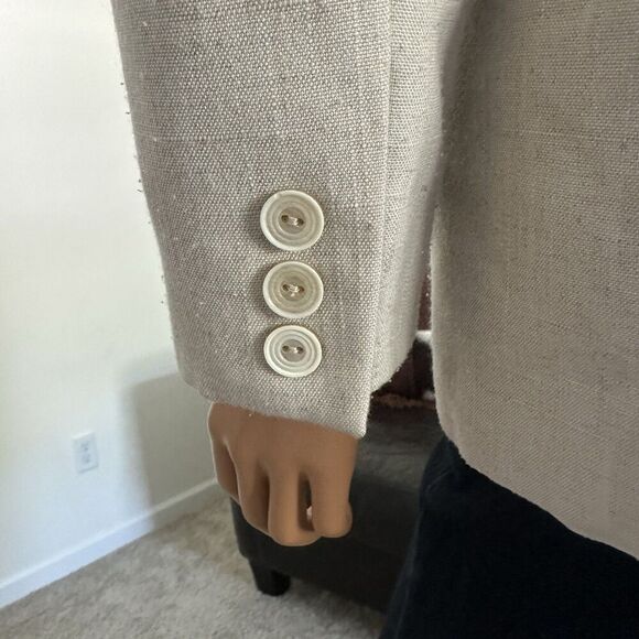 Vtg Pendleton Linen Mix Blazer Jacket 6 Beige Country Western Office Capsule USA - Picture 8 of 13